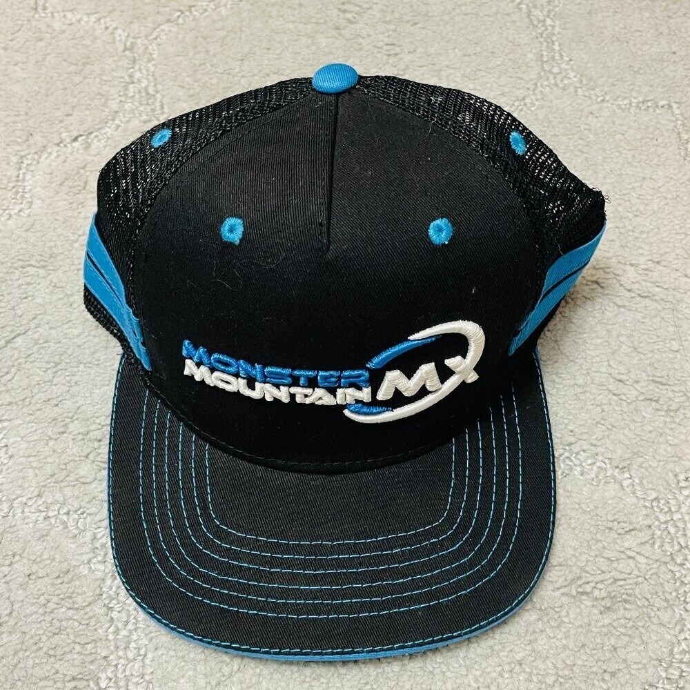 Monster Mountain MX Fuel Trucker Hat‎ Black Blue Mesh Snapback Mens